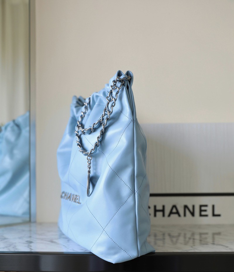 22Bag 奶藍色 銀扣 小牛皮 中號_2