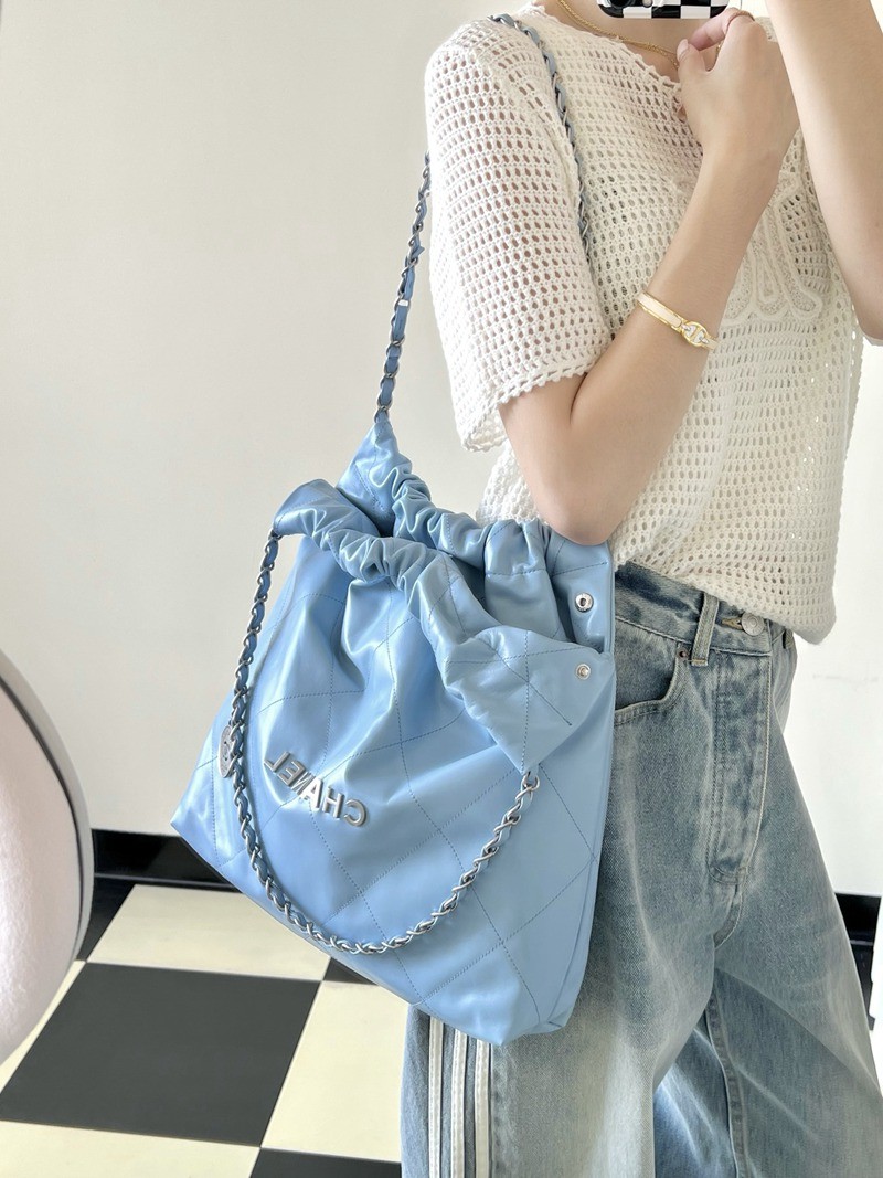 22Bag 奶藍色 銀扣 小牛皮 中號_9