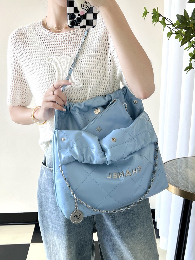 22Bag 奶藍色 銀扣 小牛皮 中號_12