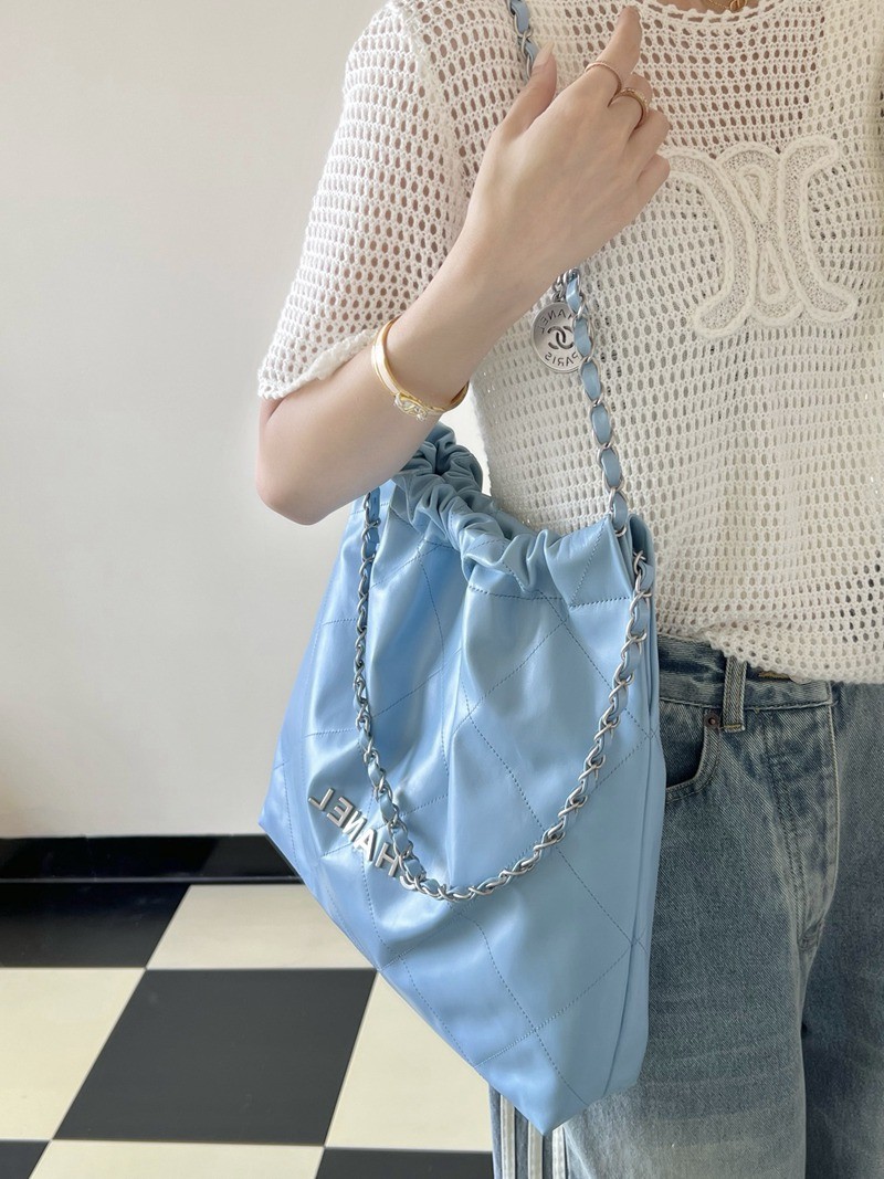 22Bag 奶藍色 銀扣 小牛皮 中號_15