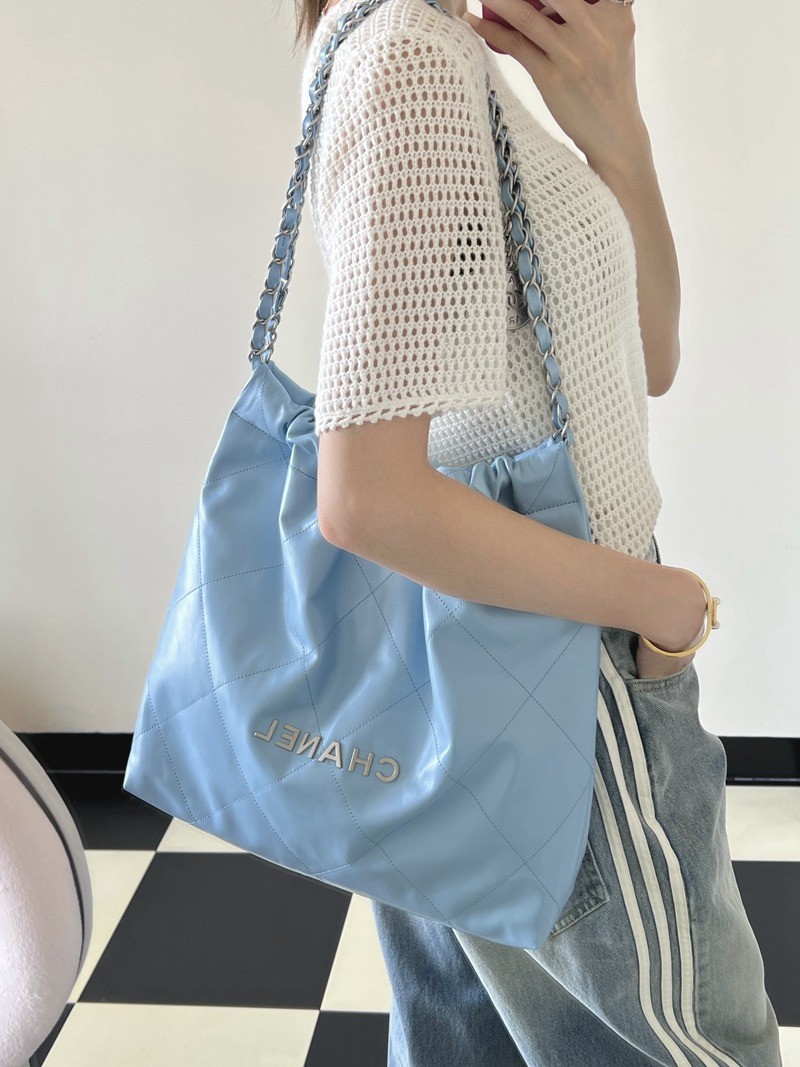 22Bag 奶藍色 銀扣 小牛皮 中號_14