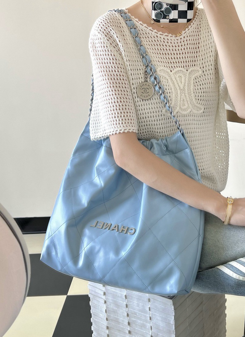 22Bag 奶藍色 銀扣 小牛皮 中號_17