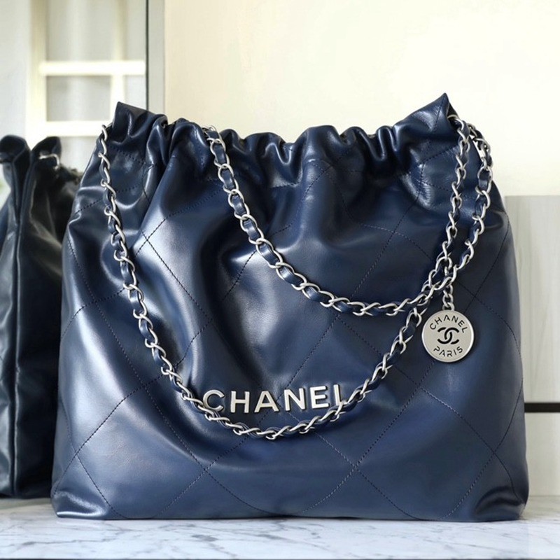 22Bag 海軍藍 銀扣小牛皮 中號_1