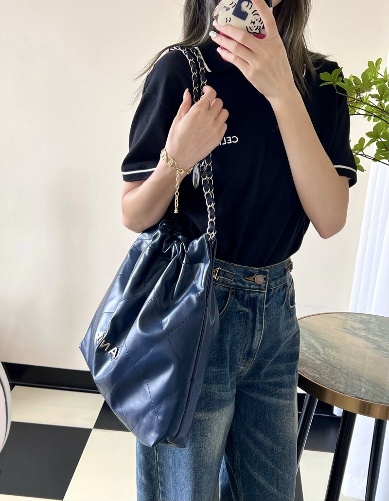 22Bag 海軍藍 銀扣小牛皮 中號_9