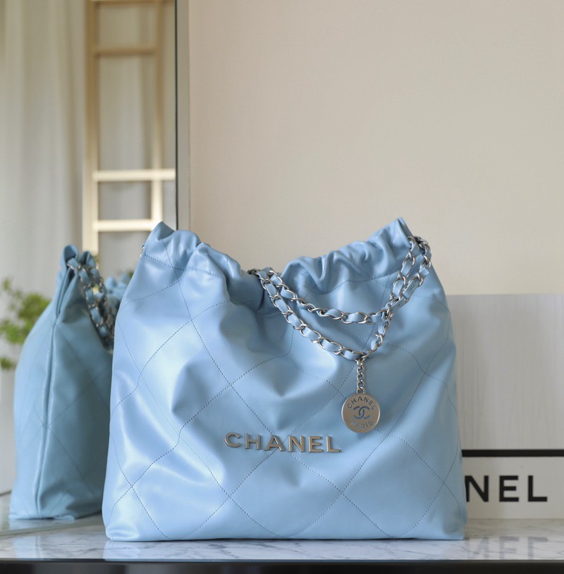 22Bag 奶藍色 銀扣 小牛皮 中號_1