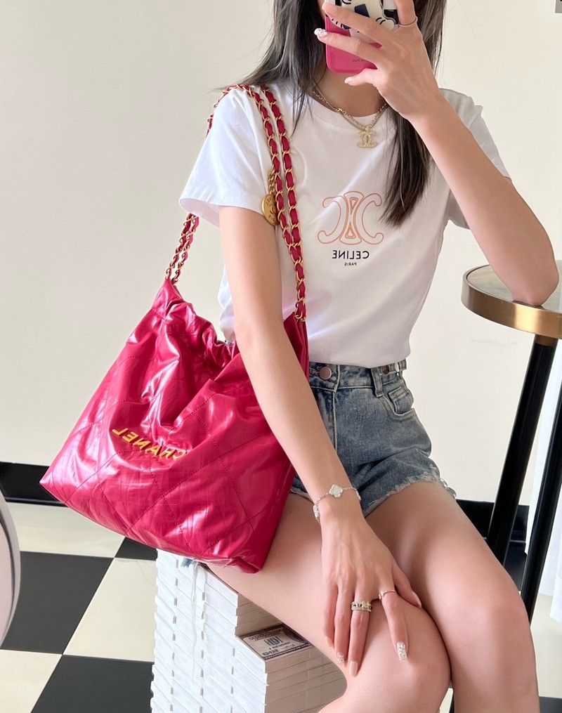 22Bag褶皺小牛皮 新桃紅 小號_10