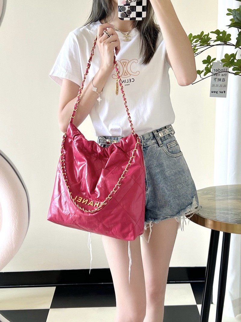 22Bag褶皺小牛皮 新桃紅 小號_13