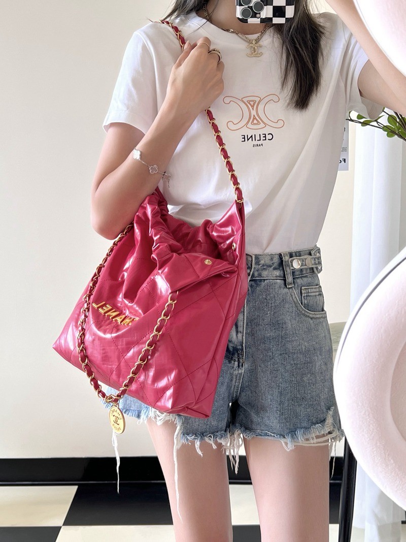 22Bag褶皺小牛皮 新桃紅 小號_15