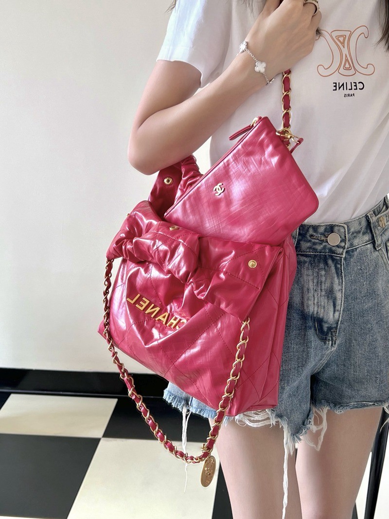 22Bag褶皺小牛皮 新桃紅 小號_17