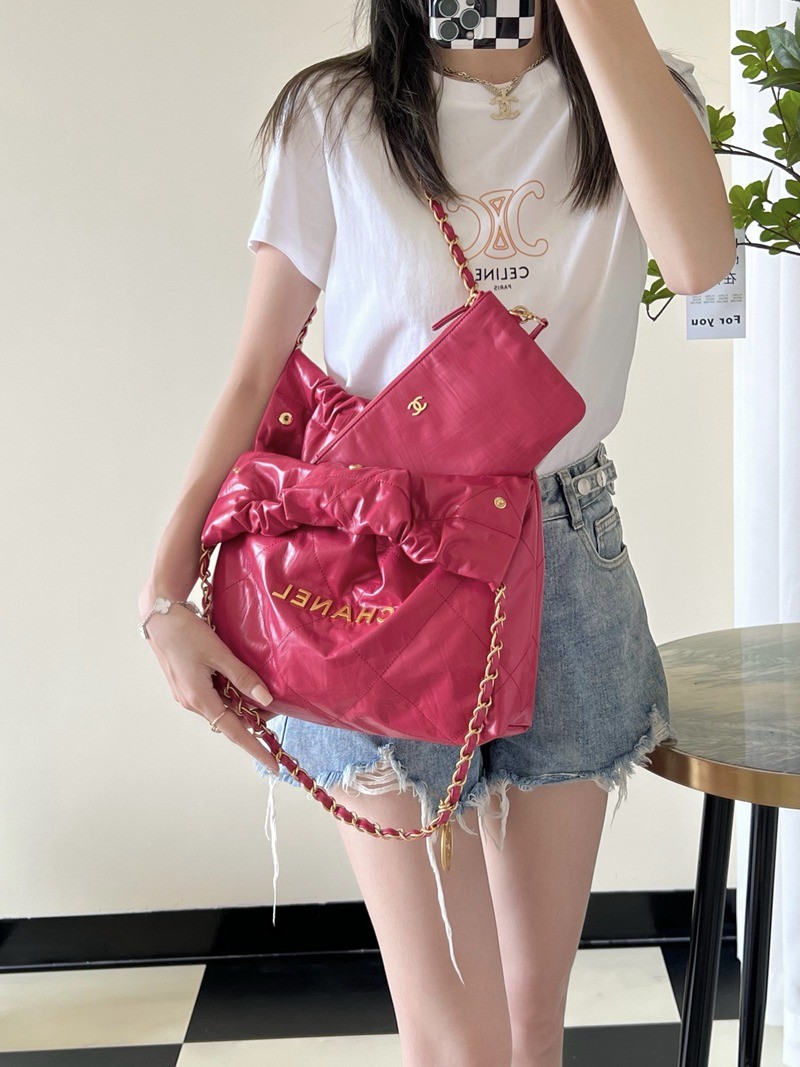 22Bag褶皺小牛皮 新桃紅 小號_16