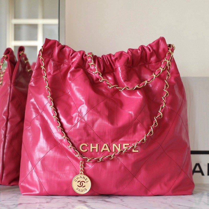 22Bag 褶皺小牛皮 桃紅 中號_3