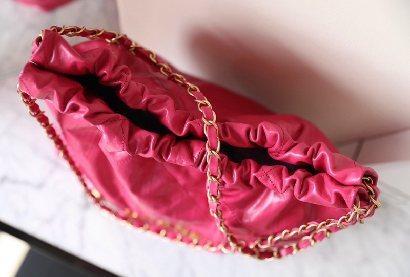 22Bag 褶皺小牛皮 桃紅 中號_6