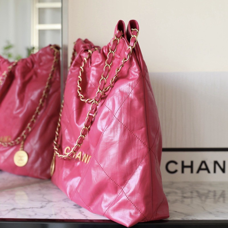 22Bag 褶皺小牛皮 桃紅 中號_4