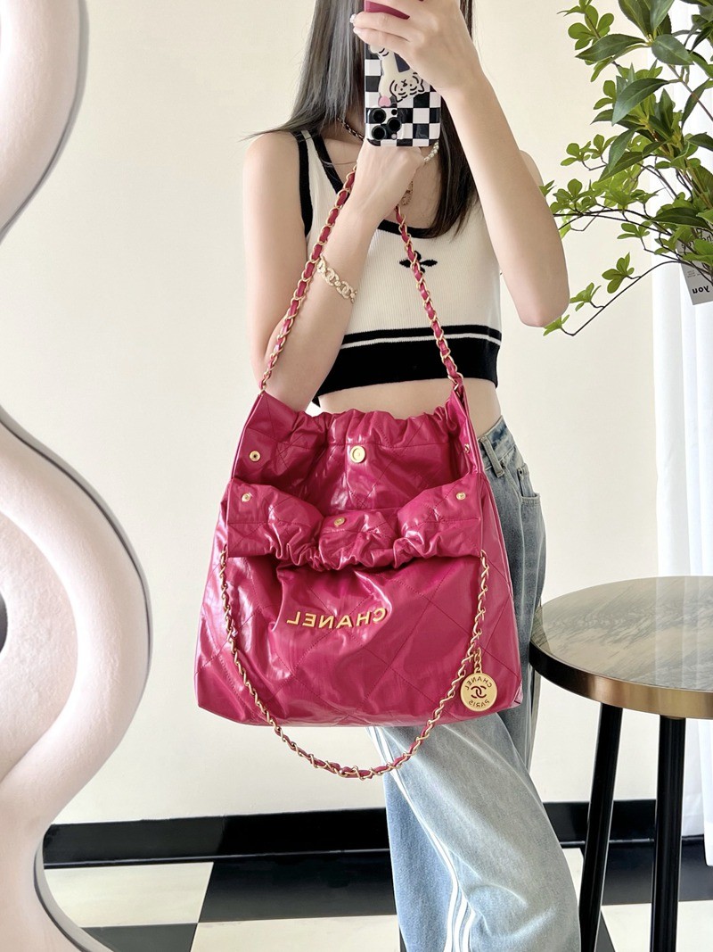 22Bag 褶皺小牛皮 桃紅 中號_16