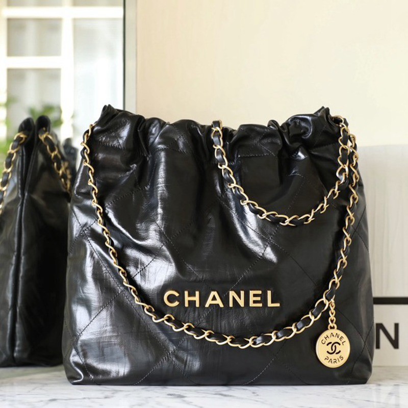 22Bag褶皺小牛皮 黑色 小號_1