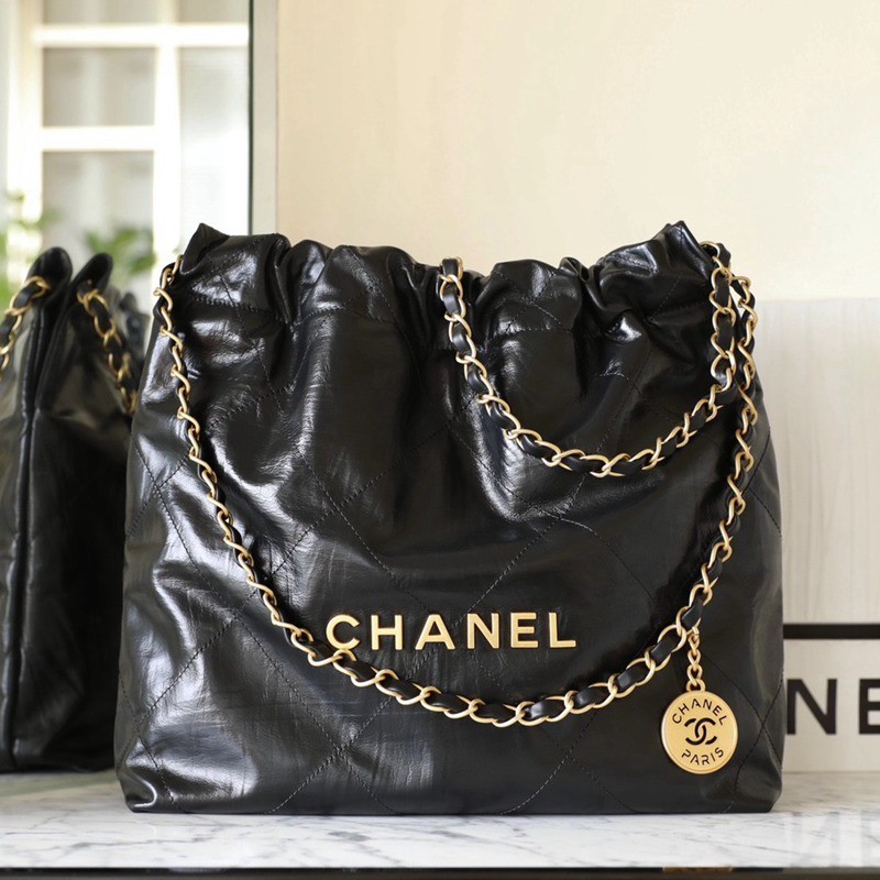 22Bag褶皺小牛皮 黑色 小號_3