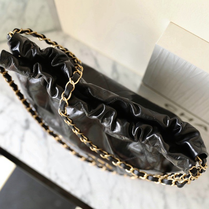 22Bag褶皺小牛皮 黑色 小號_6