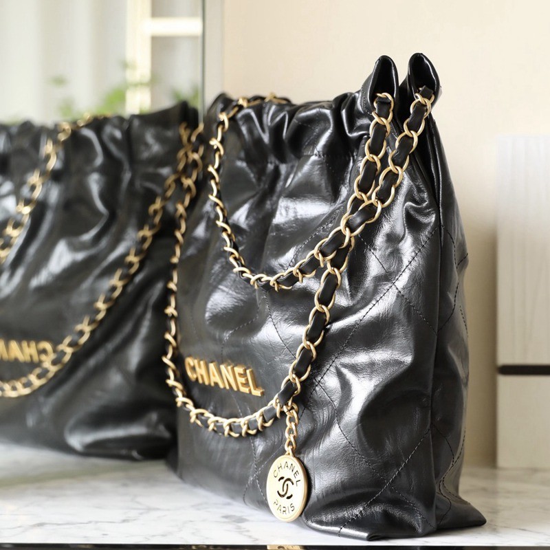 22Bag褶皺小牛皮 黑色 小號_4