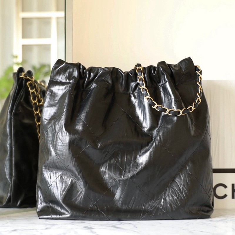 22Bag褶皺小牛皮 黑色 小號_5