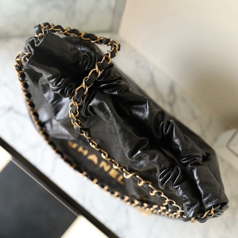 22Bag 褶皺小牛皮 黑色 中號_5