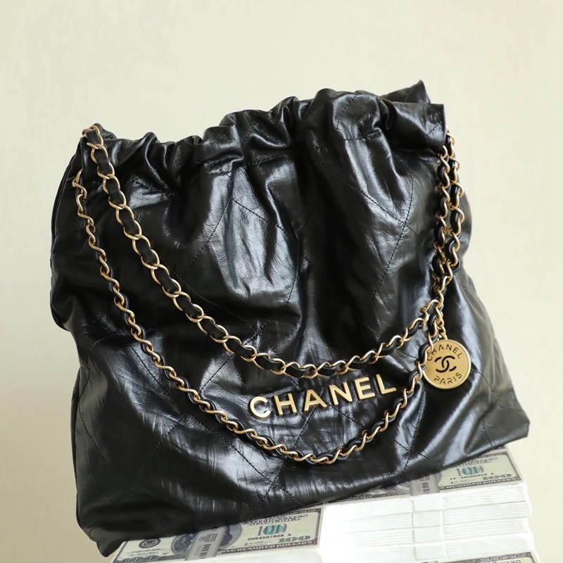 22Bag 褶皺小牛皮 黑色 中號_9