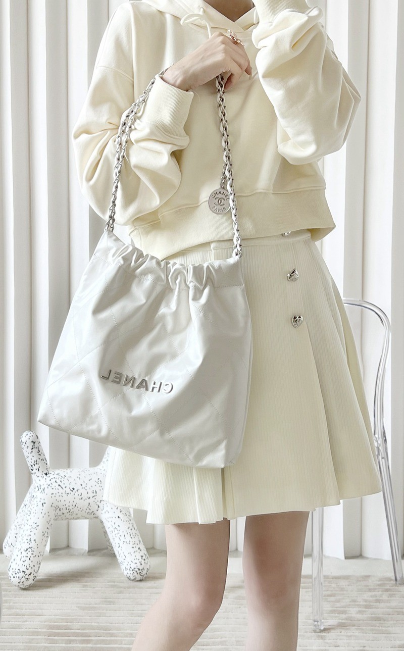 22Bag 白色/砂銀扣小號_11