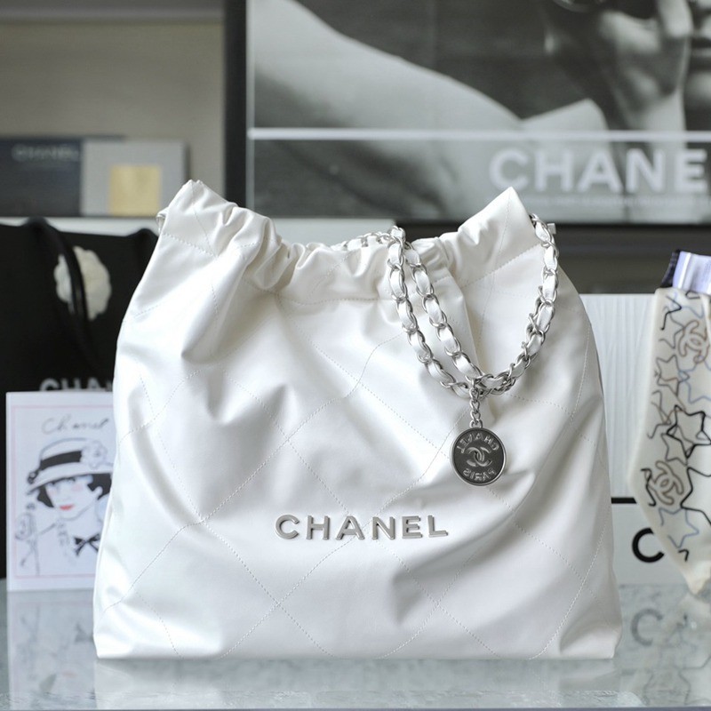 22Bag 白色 砂銀扣 中號_1