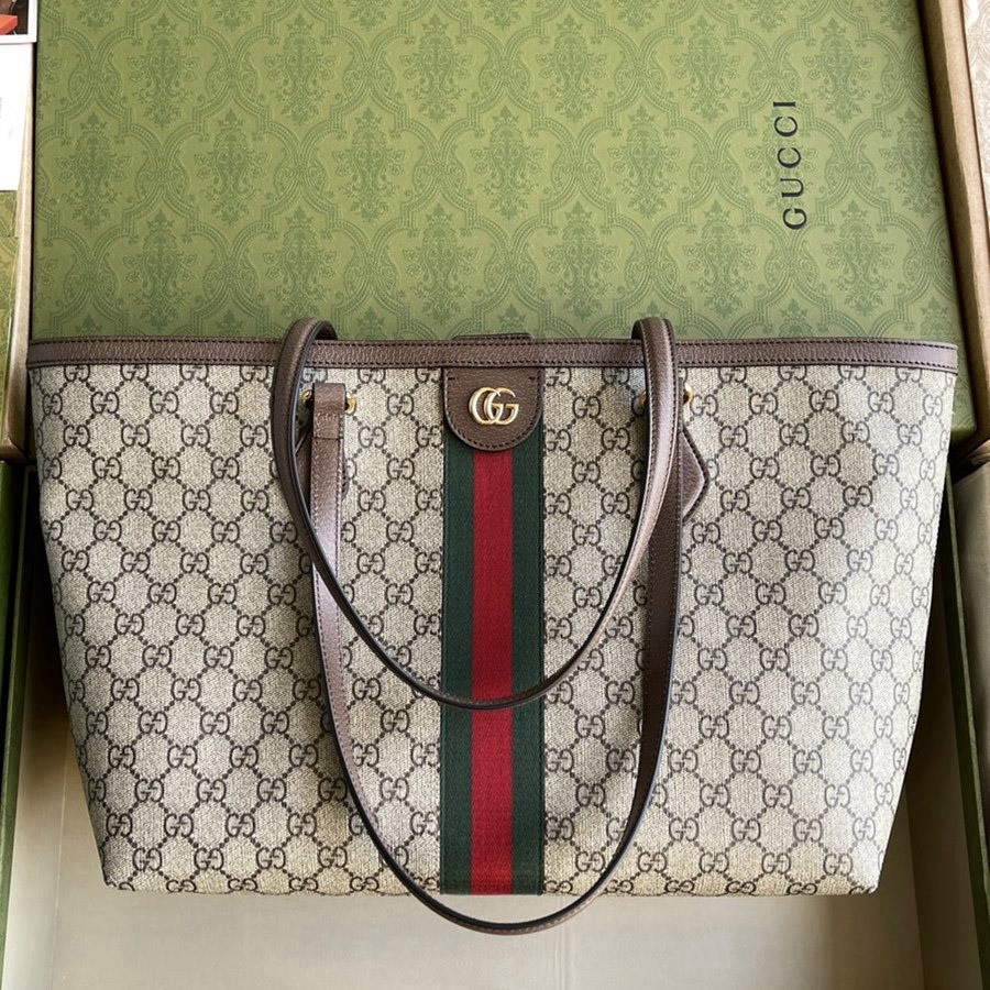 631685 ophidia tote 條紋織帶 中號 購物包_1