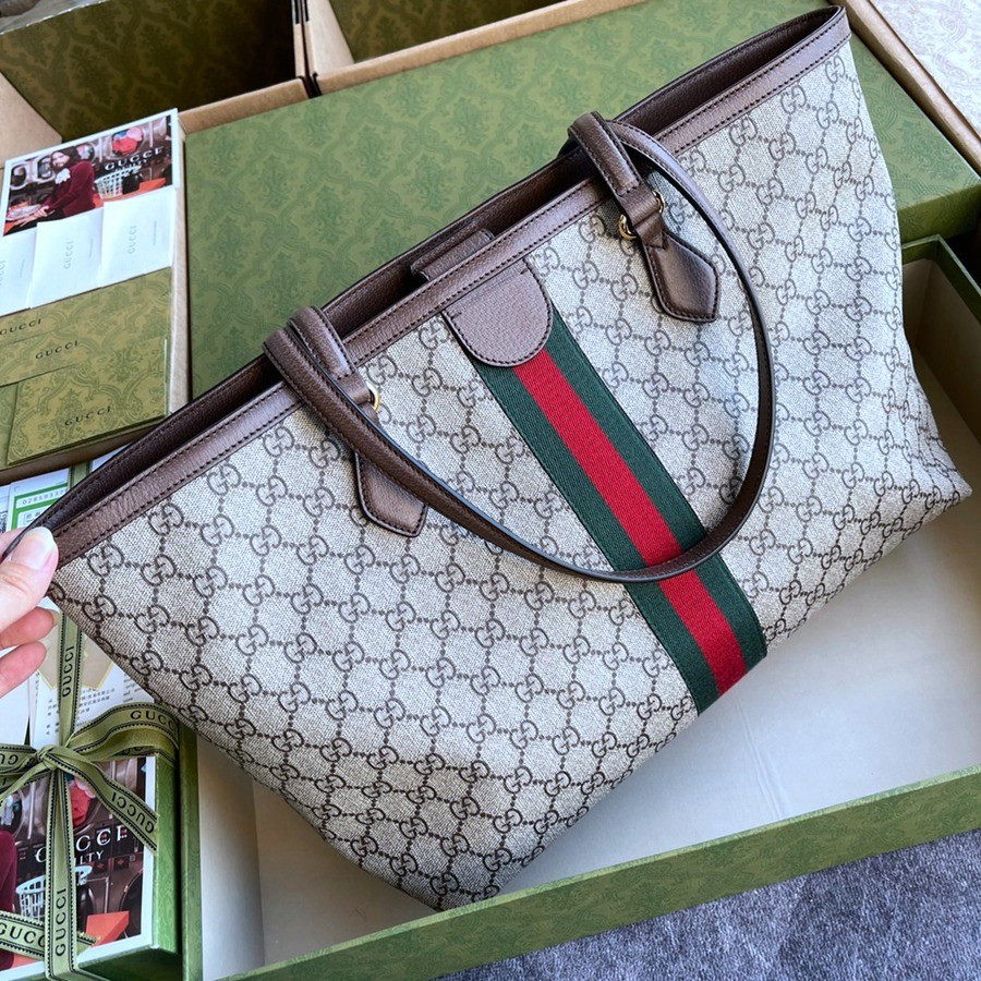 631685 ophidia tote 條紋織帶 中號 購物包_4