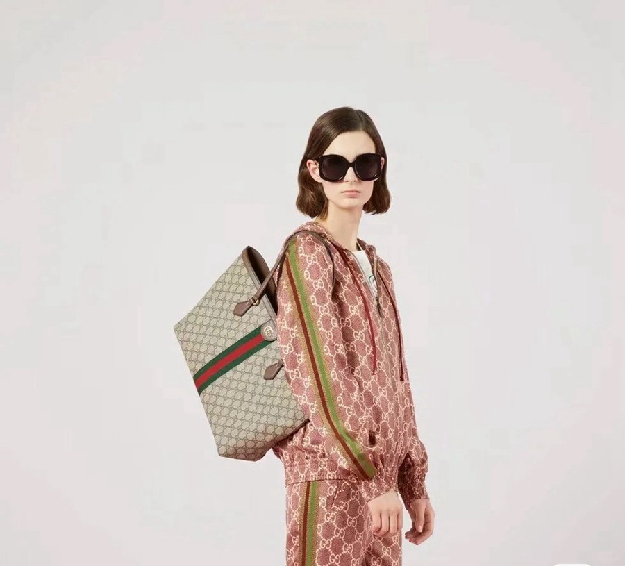 631685 ophidia tote 條紋織帶 中號 購物包_10