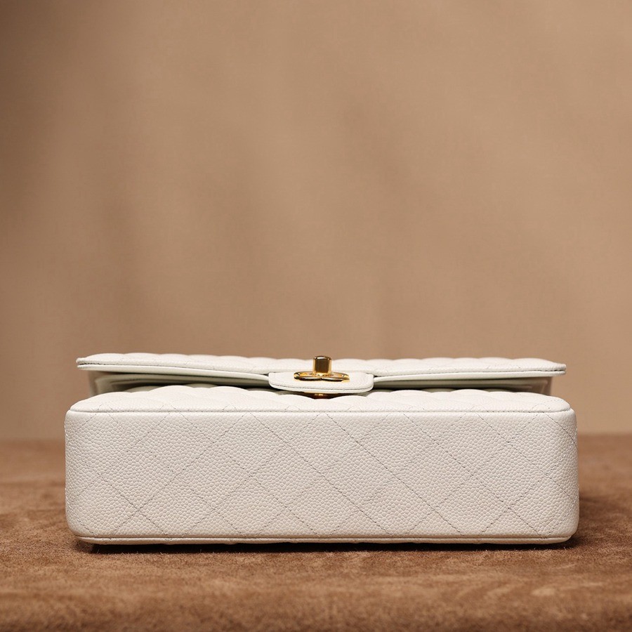 CF25荔枝紋牛皮白色 亮金扣_6