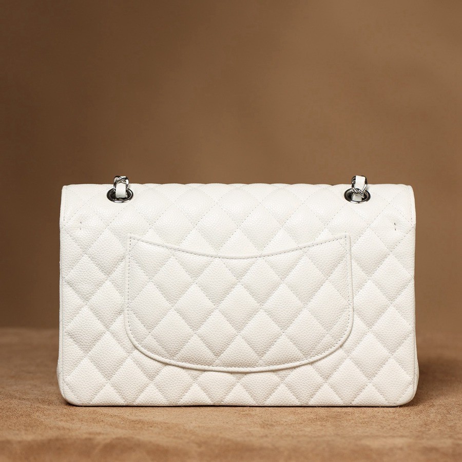 CF25荔枝紋牛皮白色 銀扣_4