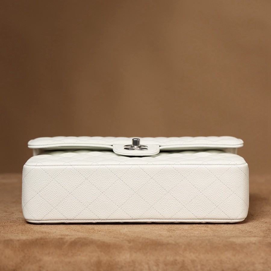 CF25荔枝紋牛皮白色 銀扣_6