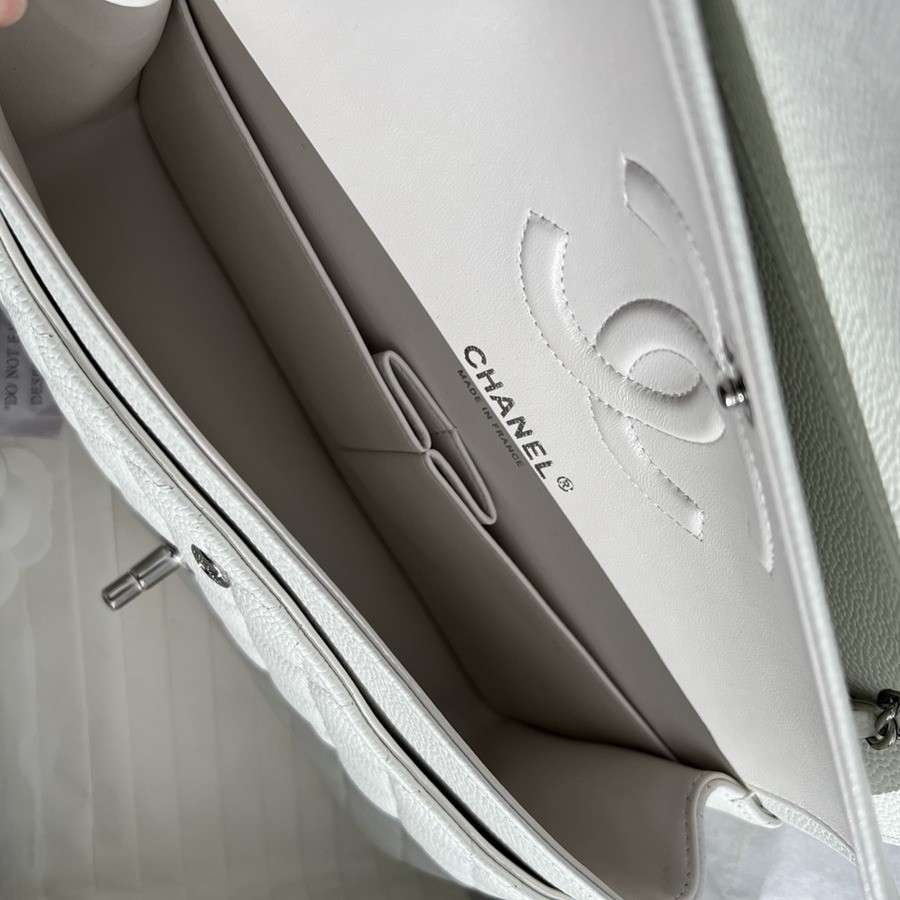 CF25荔枝紋牛皮白色 銀扣_10