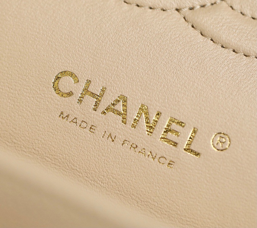 CF25荔枝紋牛皮 奶茶色 金扣_8