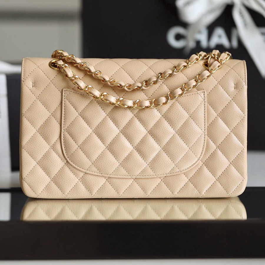 CF25荔枝紋牛皮 奶茶色 金扣_4