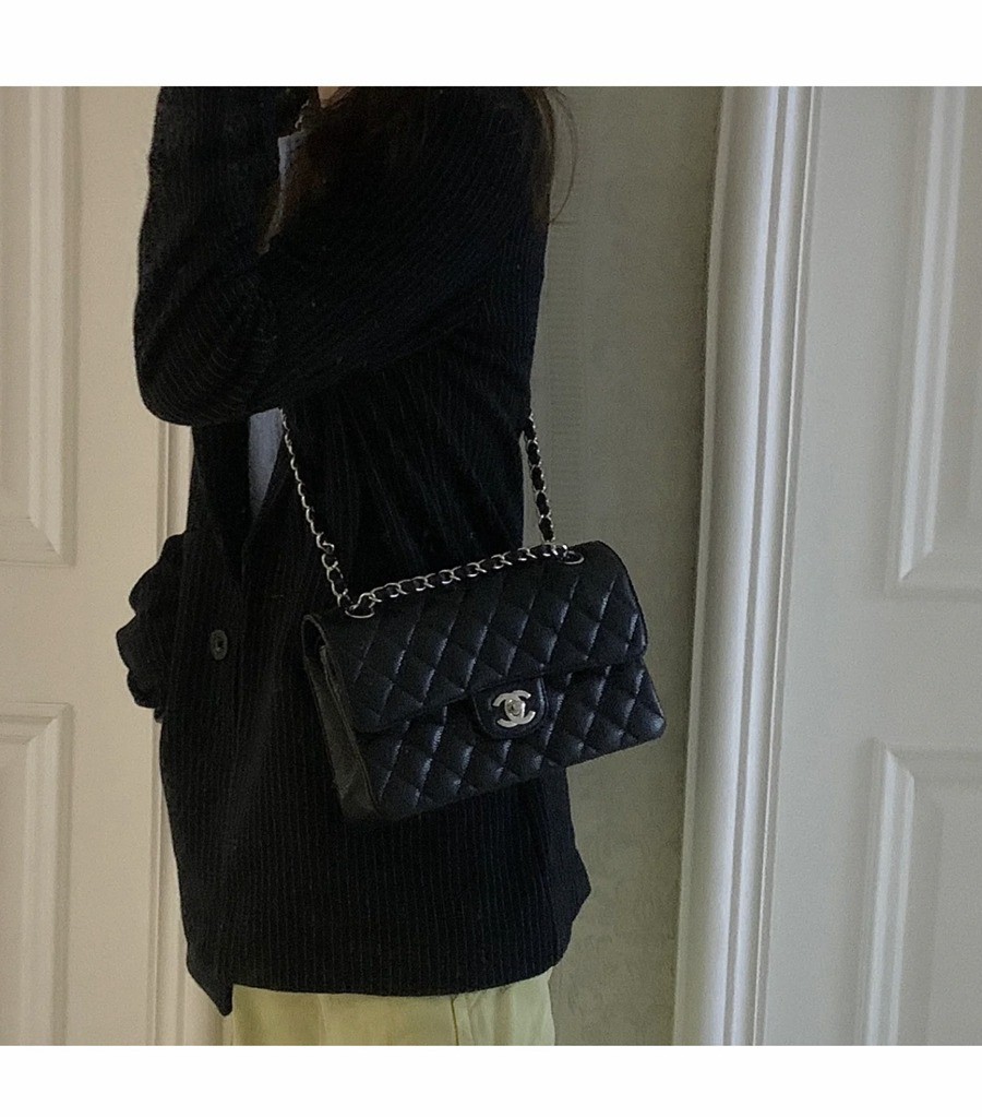 CF23荔枝紋牛皮 黑銀_11