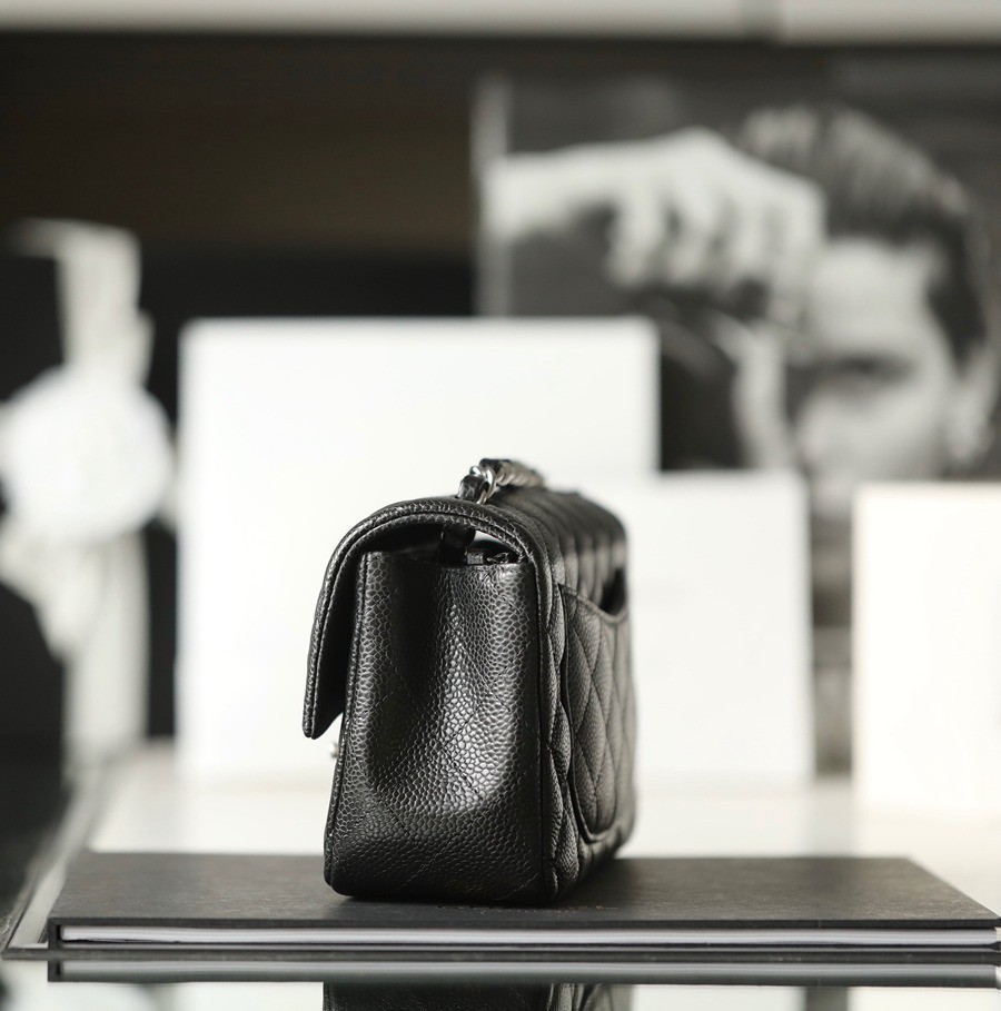 CF Mini 經典款 荔枝紋牛皮 黑銀_6