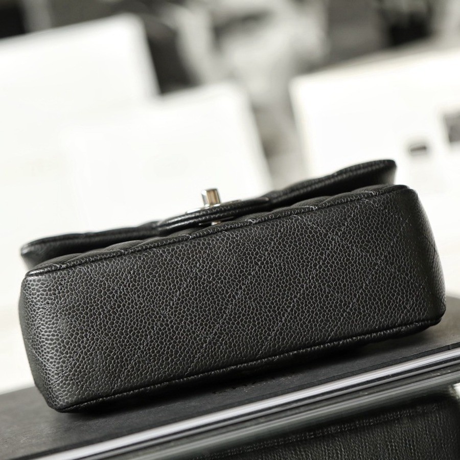 CF Mini 經典款 荔枝紋牛皮 黑銀_4