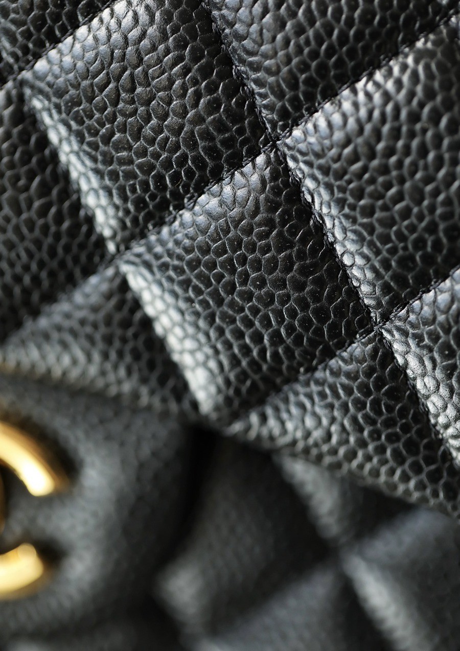 CF Mini 經典款 荔枝紋牛皮 黑金_6