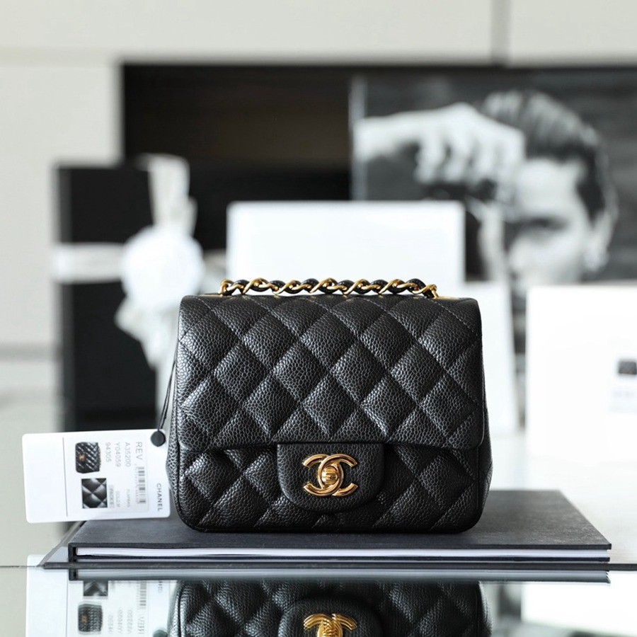 CF 經典款 方胖子 荔枝紋 黑金_1