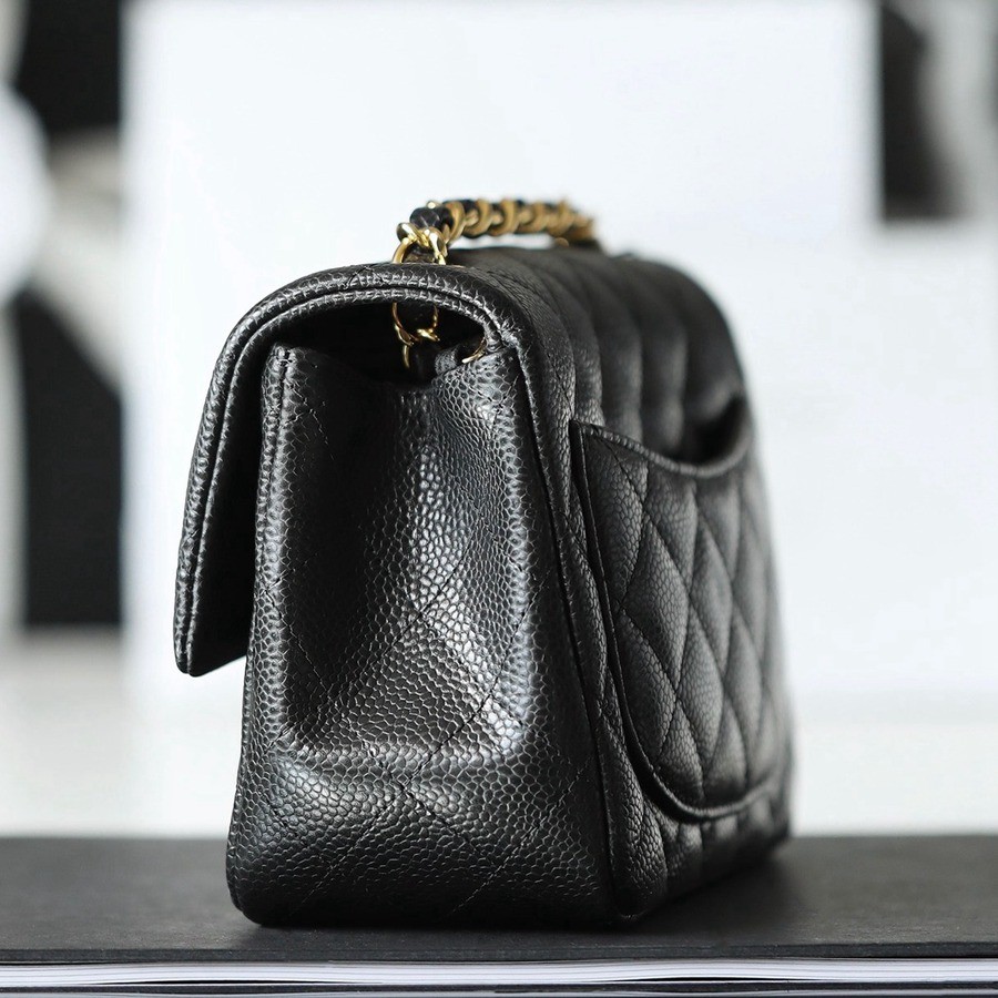 CF 經典款 方胖子 荔枝紋 黑金_5