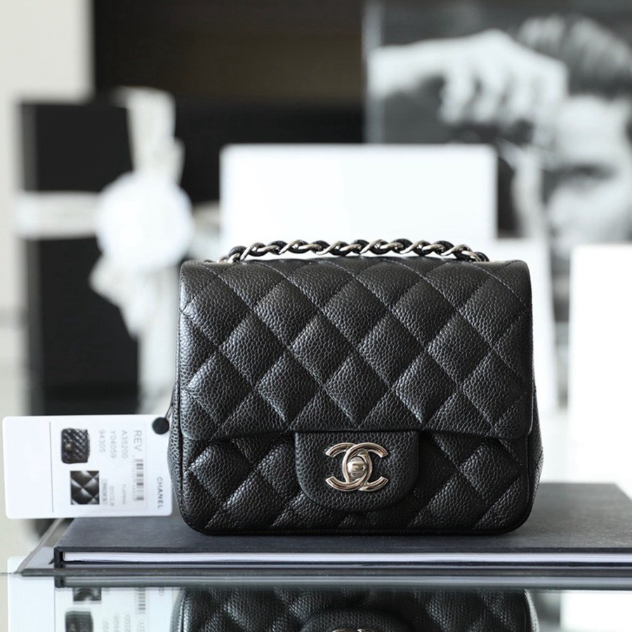 CF 經典款 方胖子 荔枝紋 黑銀_1