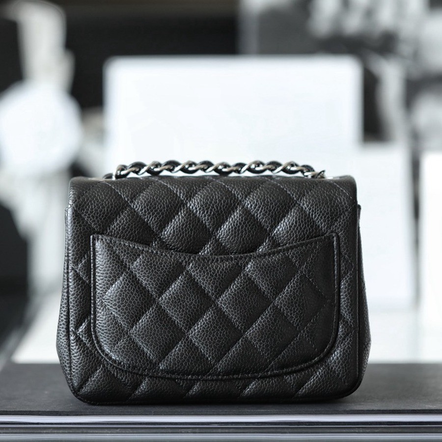 CF 經典款 方胖子 荔枝紋 黑銀_2