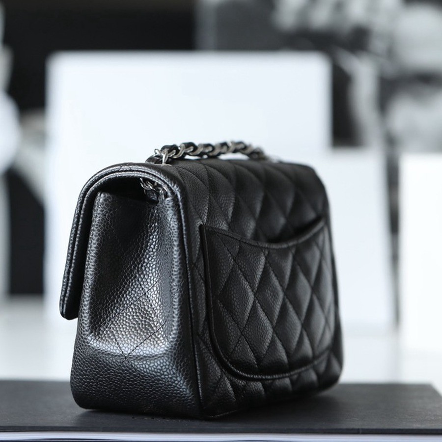 CF 經典款 方胖子 荔枝紋 黑銀_3