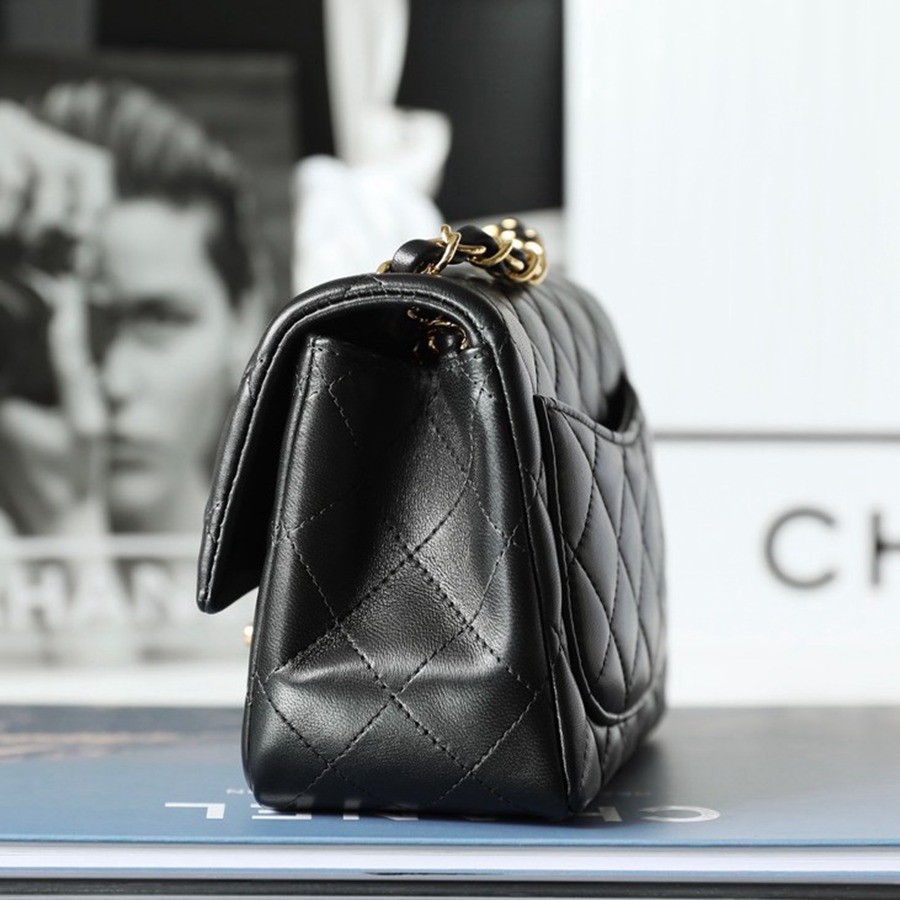 CF 經典款 方胖子 小羊皮 黑金_4