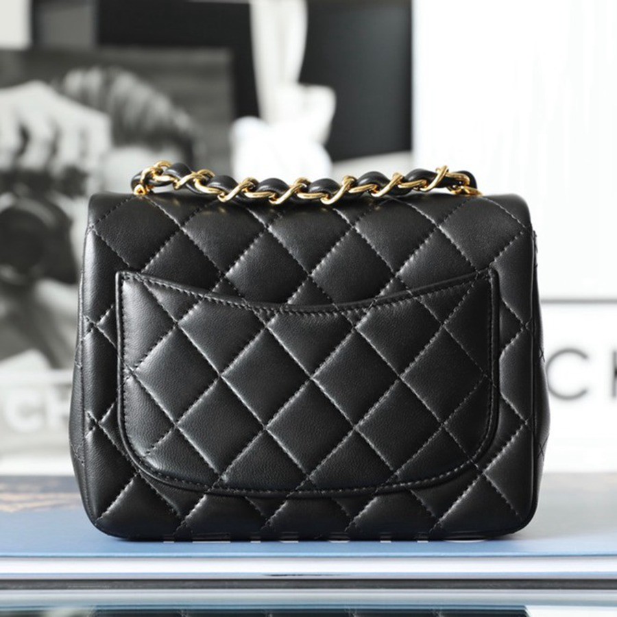 CF 經典款 方胖子 小羊皮 黑金_3