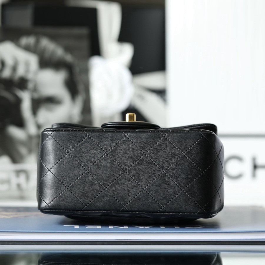 CF 經典款 方胖子 小羊皮 黑金_2