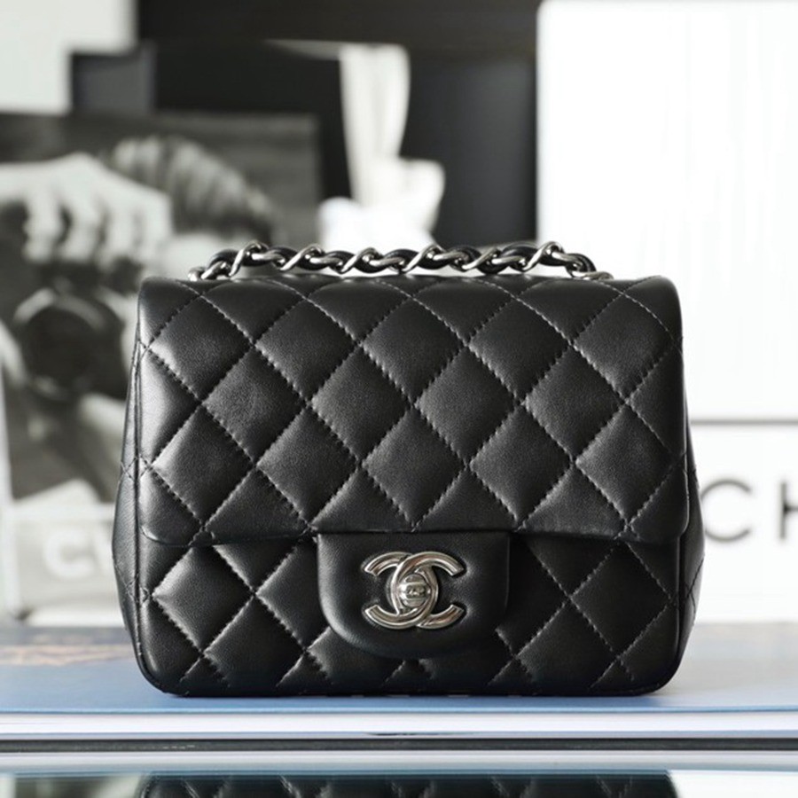 CF 經典款 方胖子 小羊皮 黑銀_1