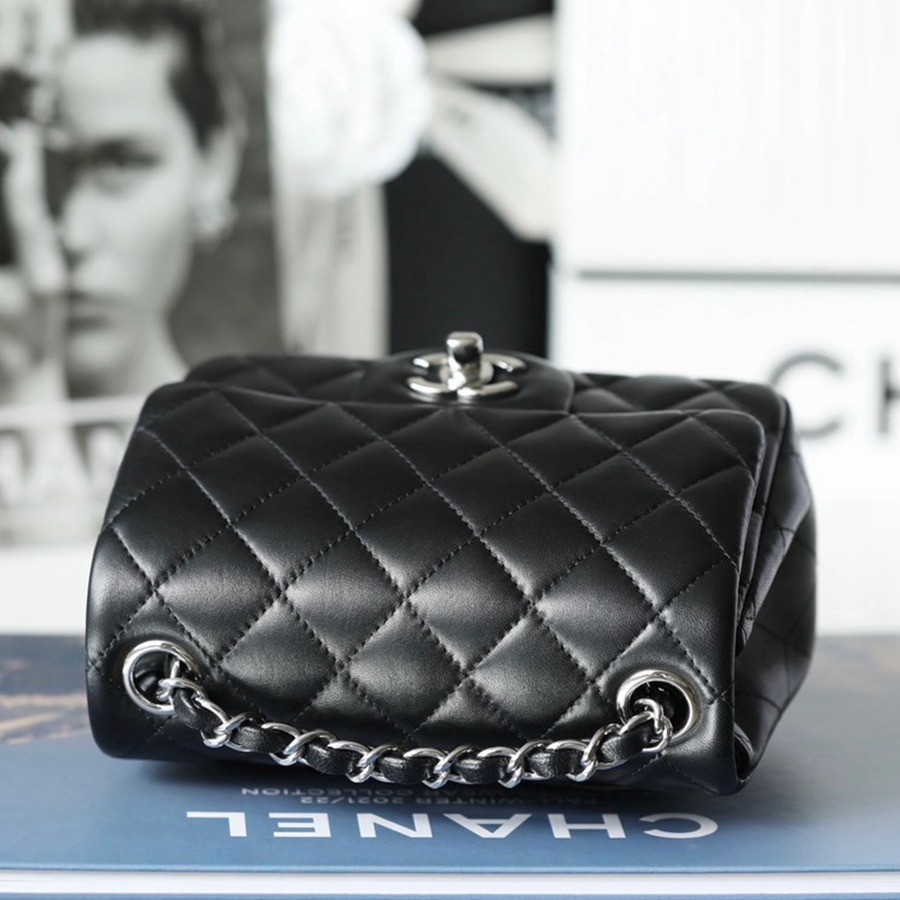 CF 經典款 方胖子 小羊皮 黑銀_4